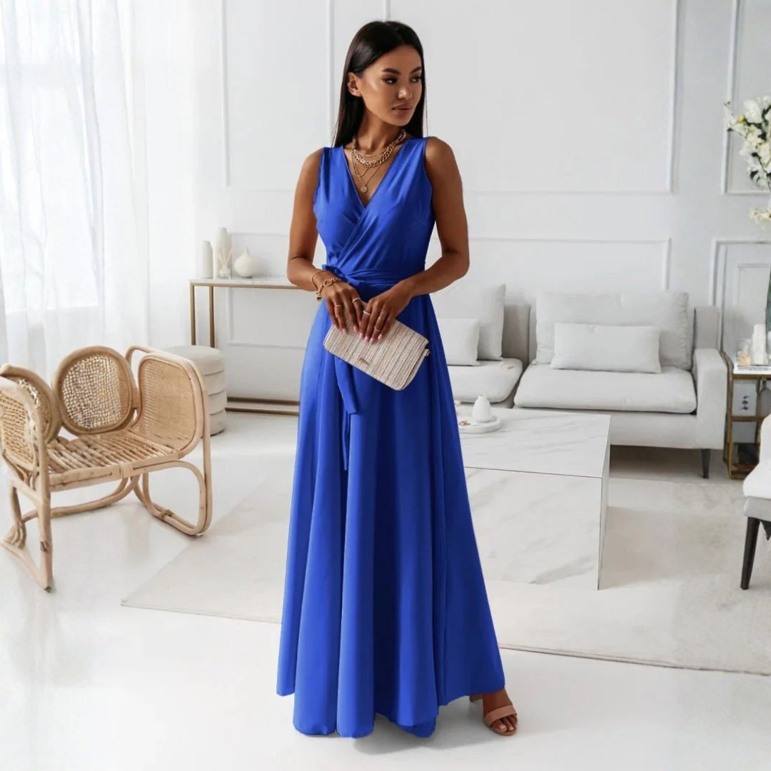 Women Feminine Tie Waist Maxi Dress Artisio