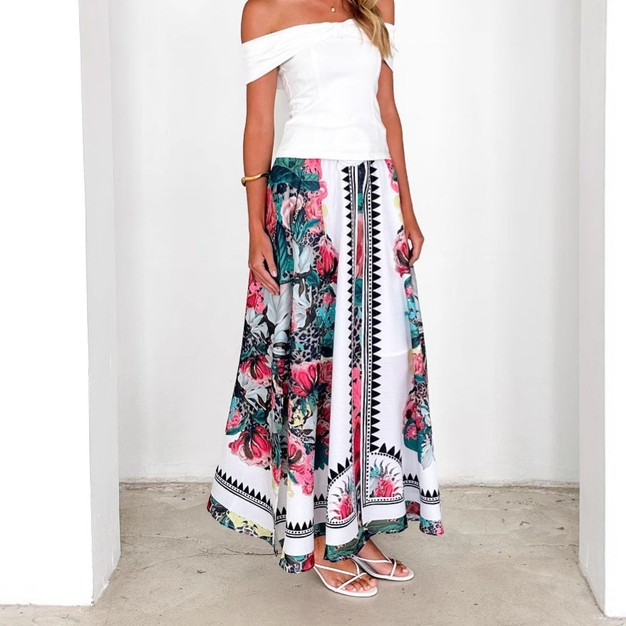 Women Boho Floral Maxi Skirt Artisio