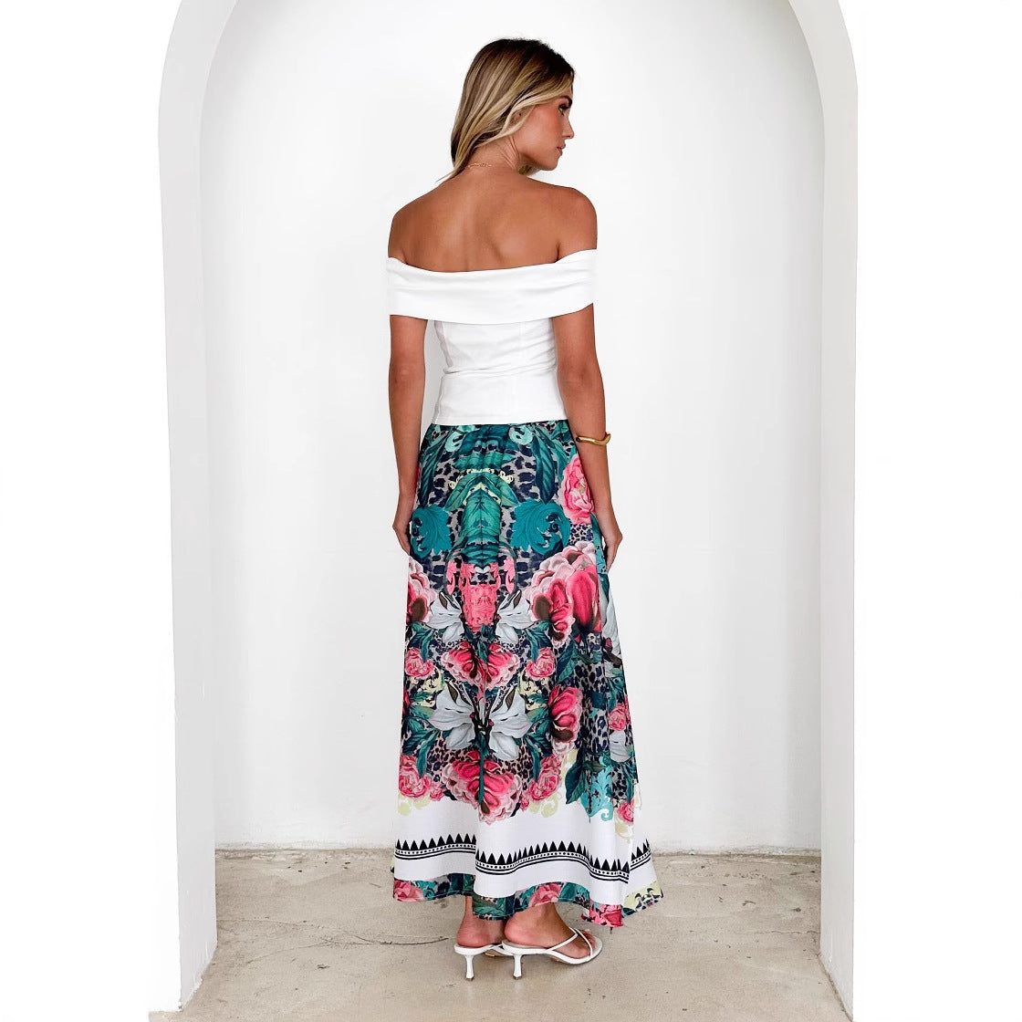 Women Boho Floral Maxi Skirt Artisio
