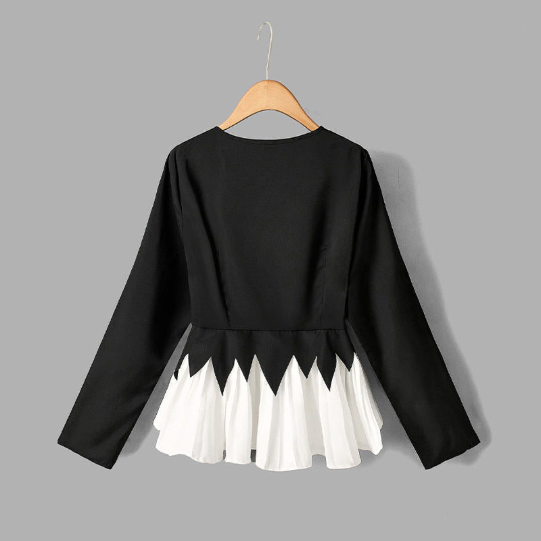 Women Contrast Peplum Top Artisio
