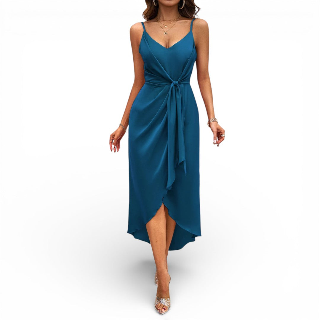 Women Draped Wrap Midi Dress Artisio