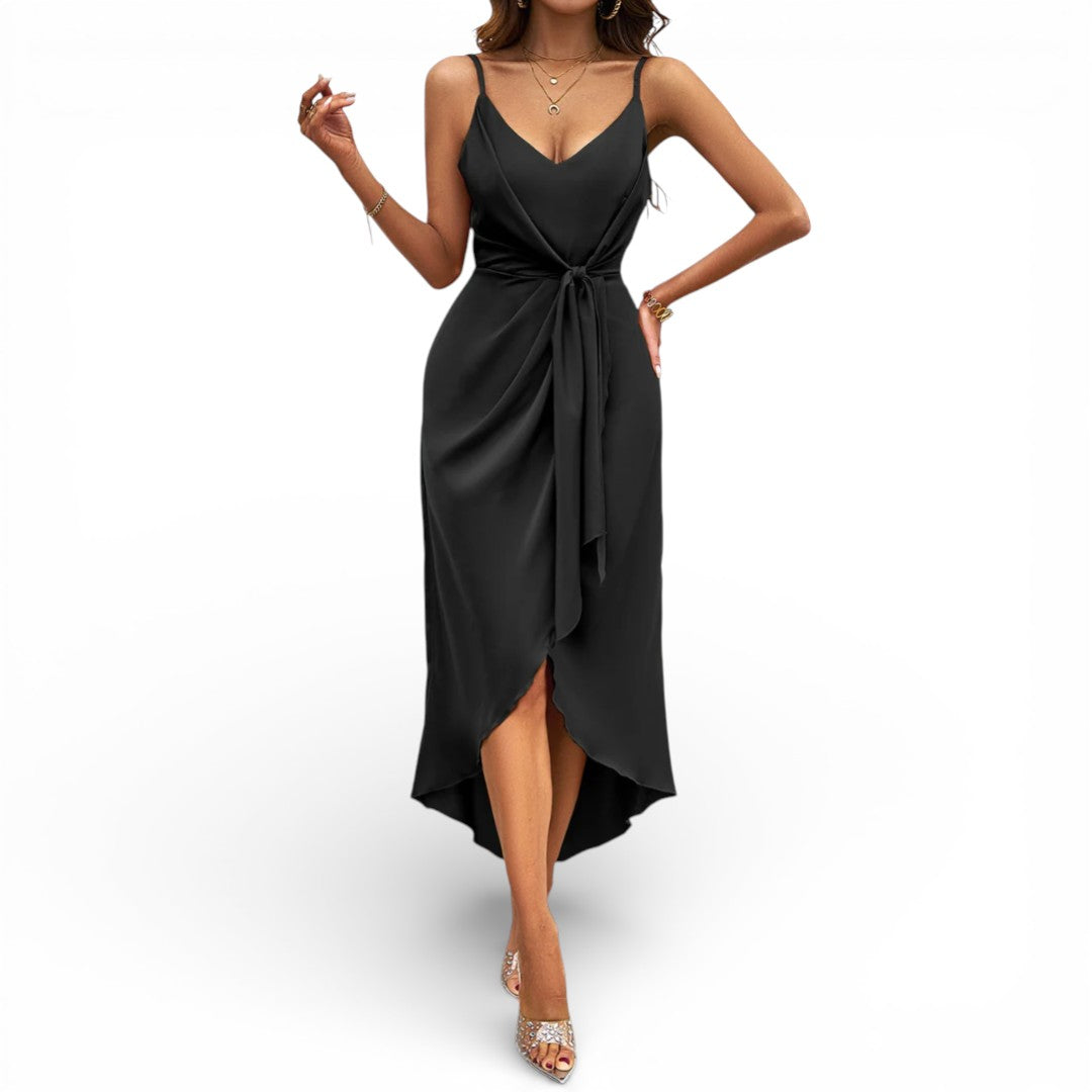 Women Draped Wrap Midi Dress Artisio
