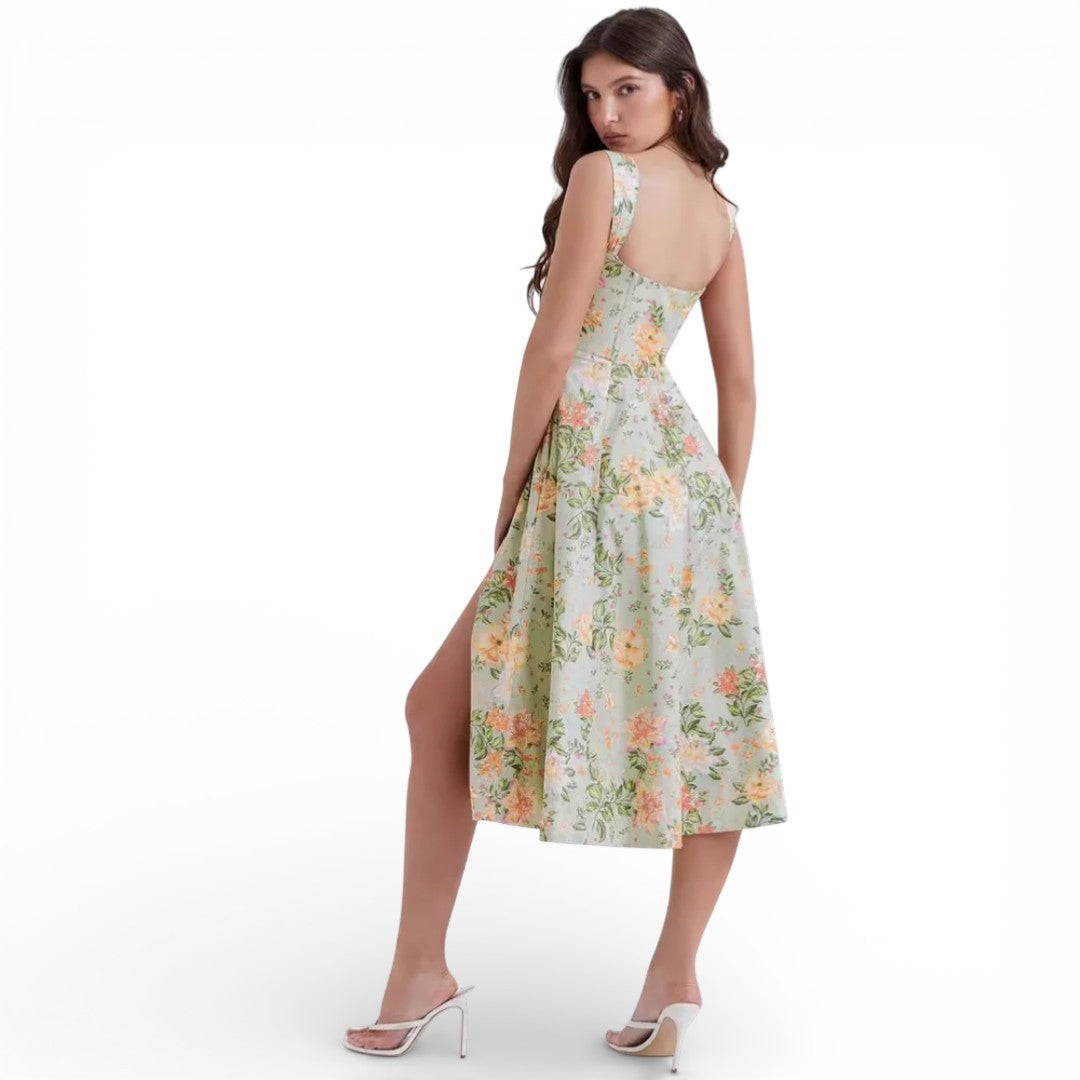 Women Floral Corset Midi Dress Artisio