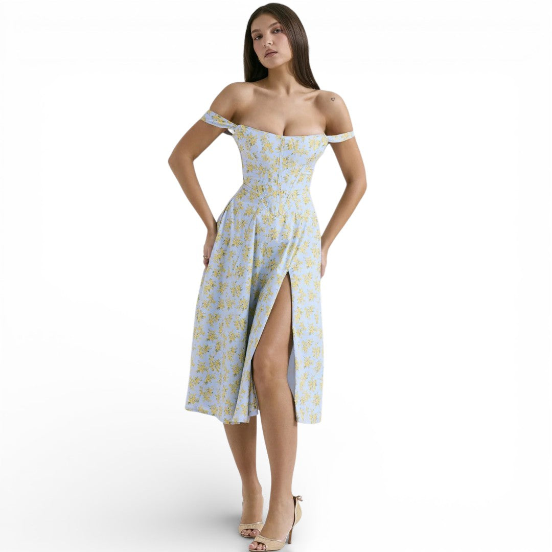 Women Floral Corset Midi Dress Artisio