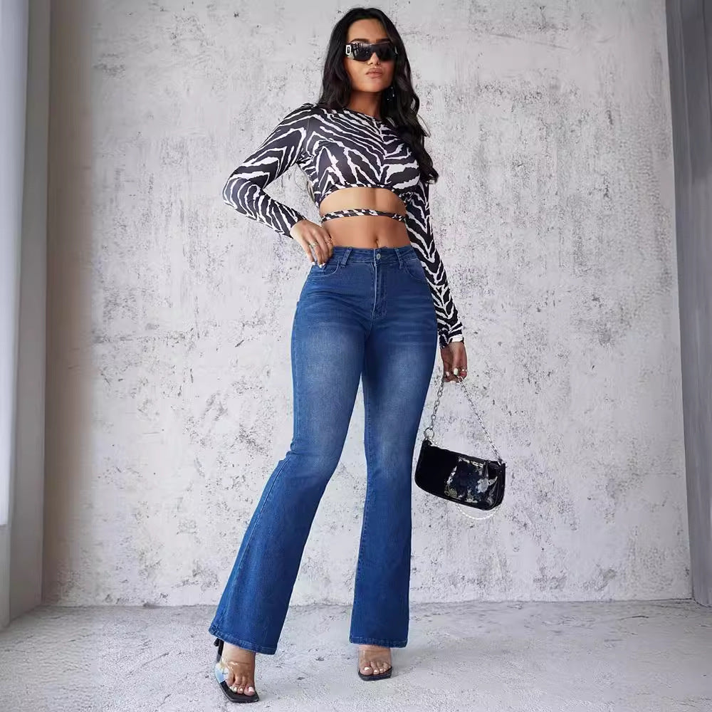 Women High Waist Flare Jeans Artisio