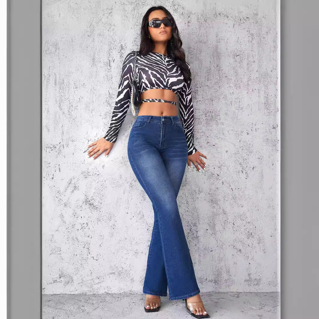 Women High Waist Flare Jeans Artisio