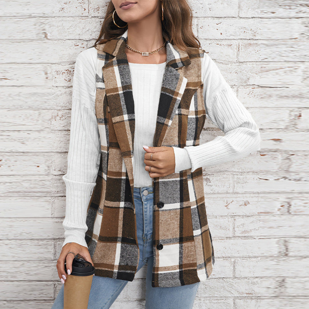 Women Plaid Vest Artisio