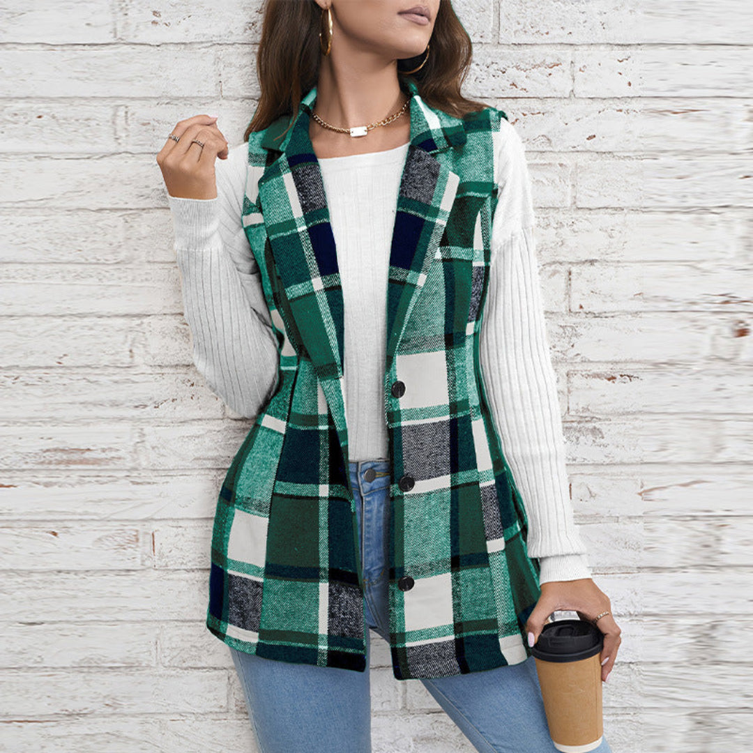 Women Plaid Vest Artisio