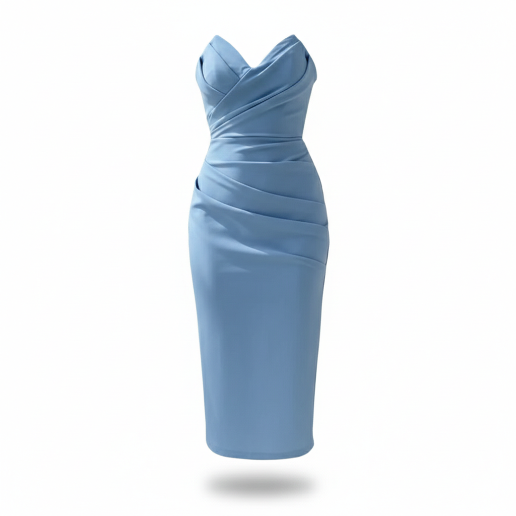 Women Strapless Bodycon Midi Dress Artisio
