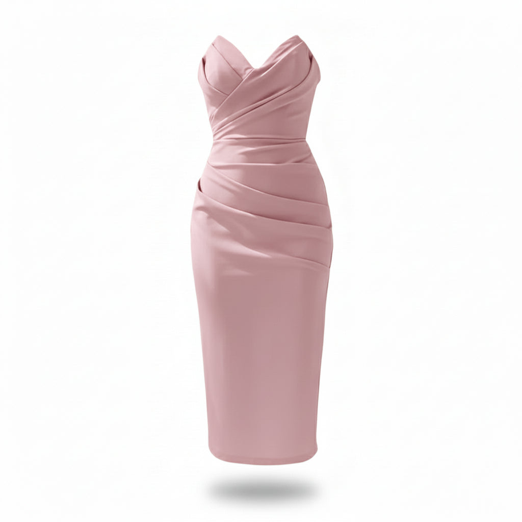 Women Strapless Bodycon Midi Dress Artisio