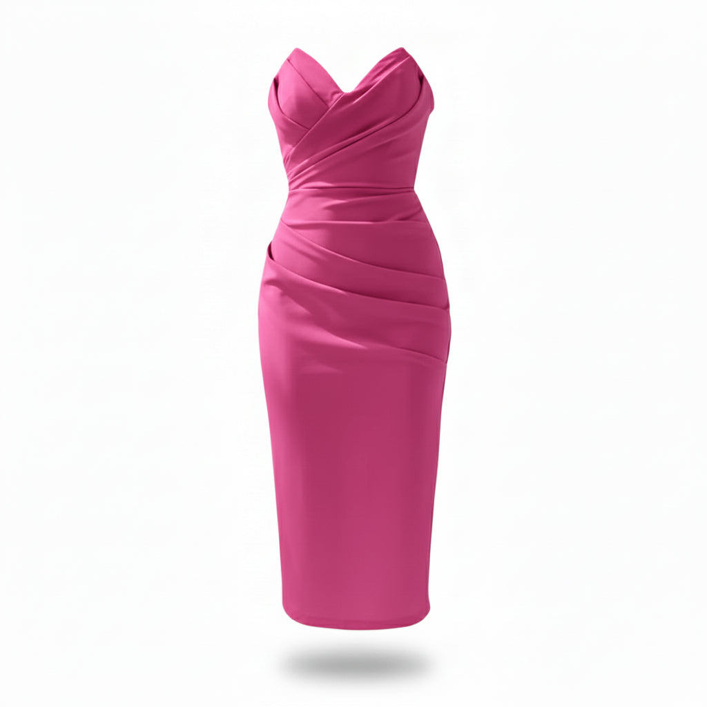 Women Strapless Bodycon Midi Dress Artisio