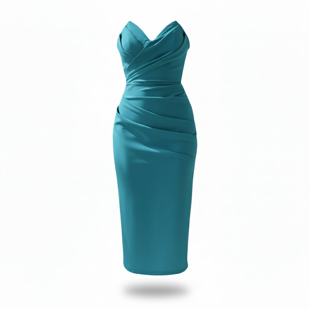 Women Strapless Bodycon Midi Dress Artisio