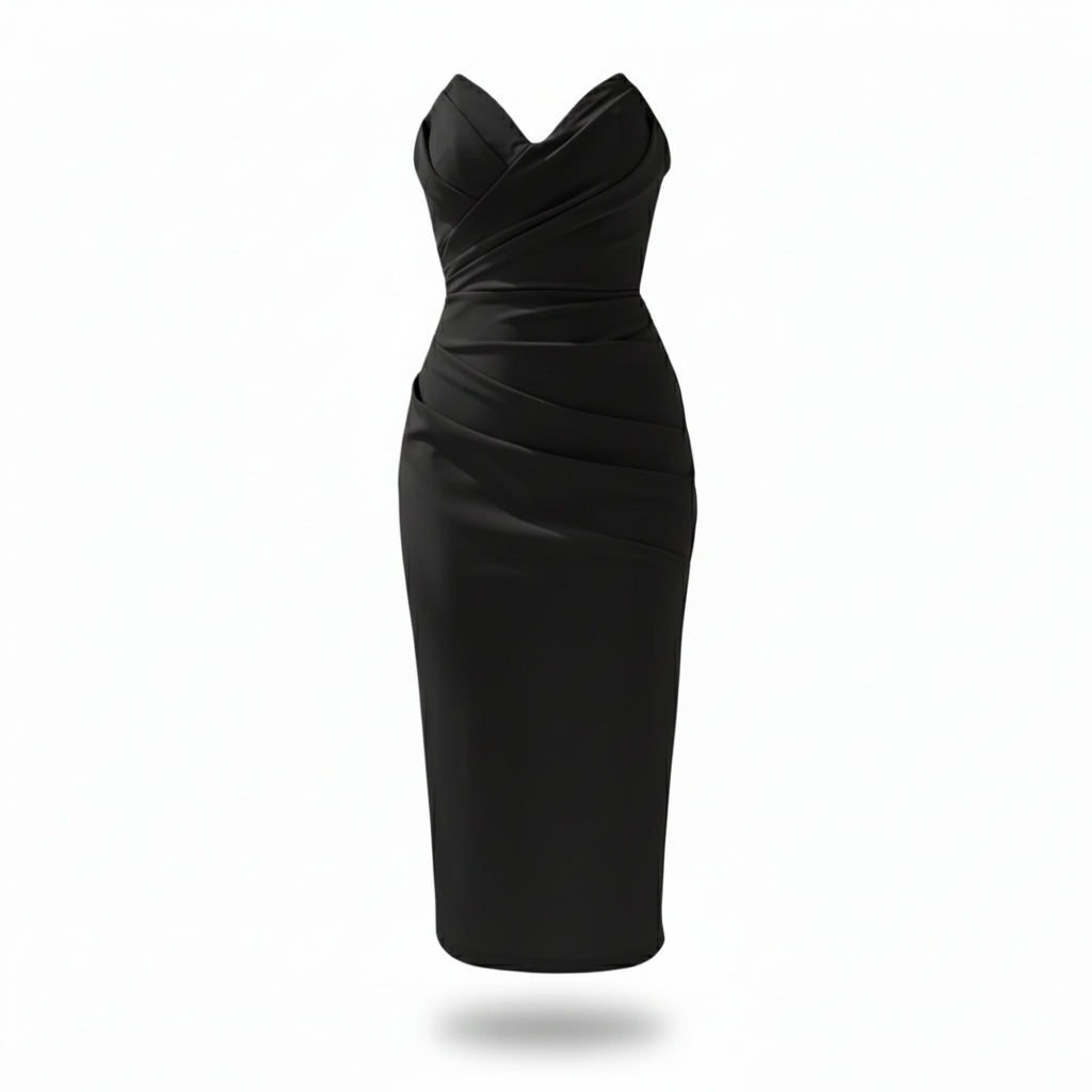 Women Strapless Bodycon Midi Dress Artisio