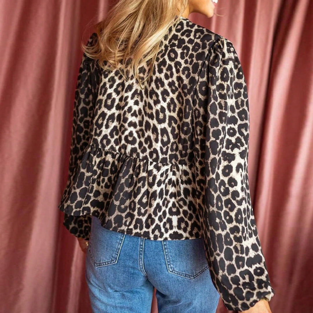 Women Tie Front Leopard Top Artisio
