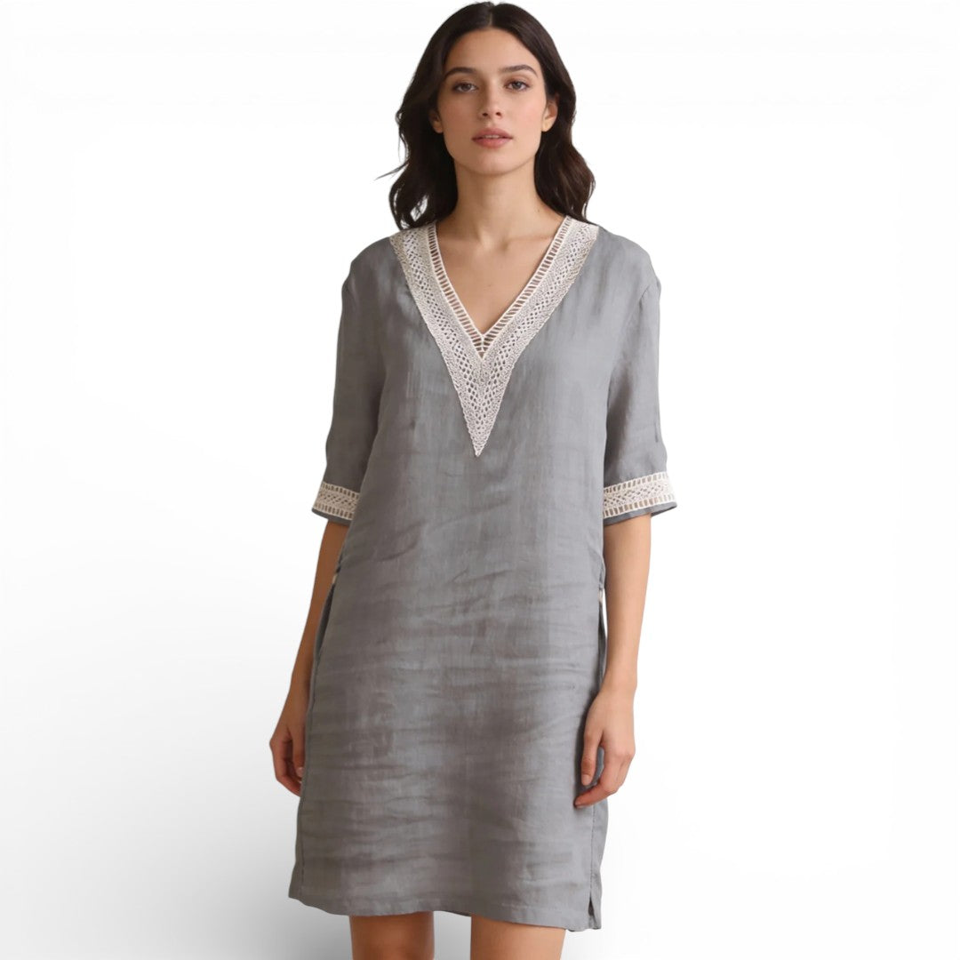Women V Neck Tunic Dress Artisio