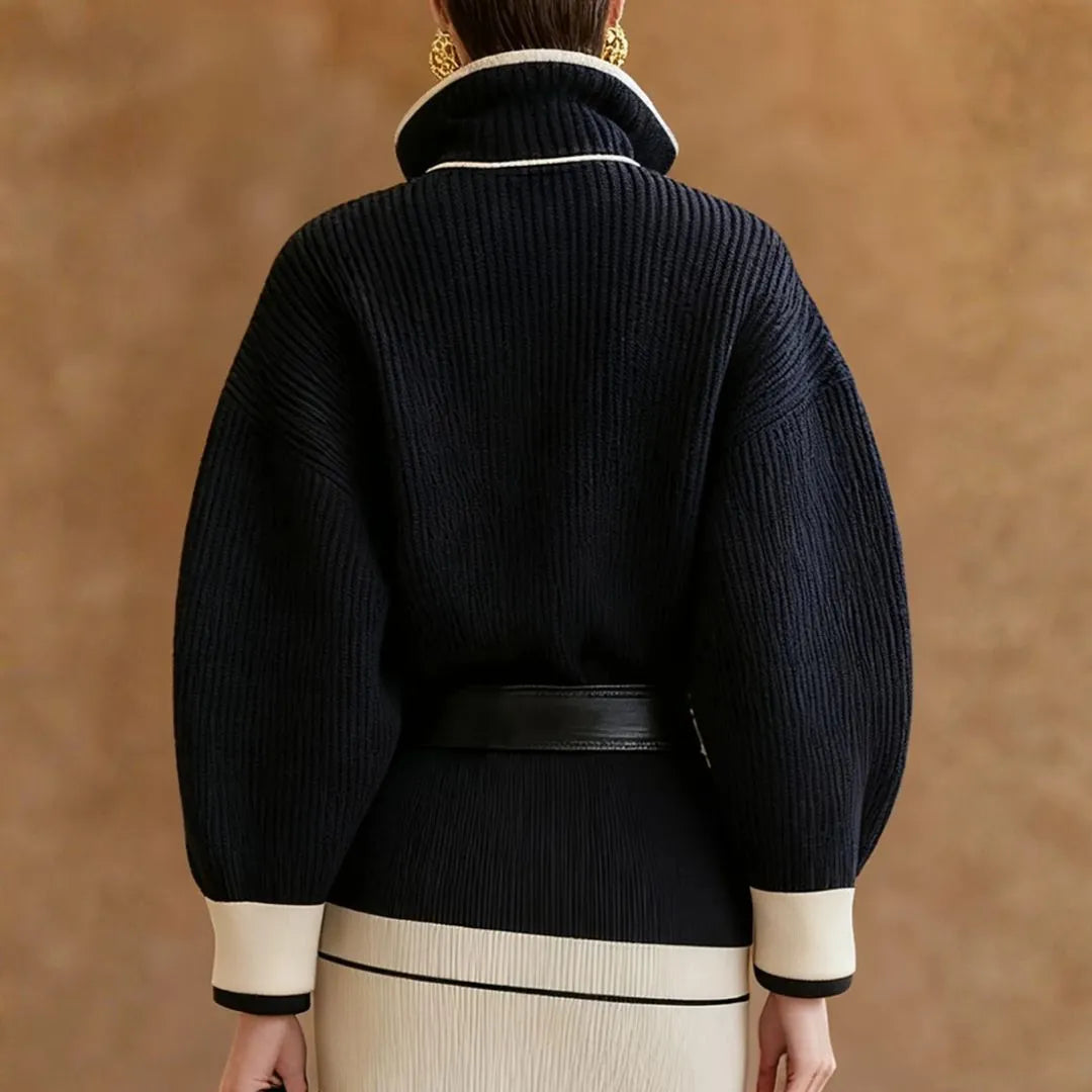 Women’s Contrast-Trim Zip Mock-Neck Sweater Artisio