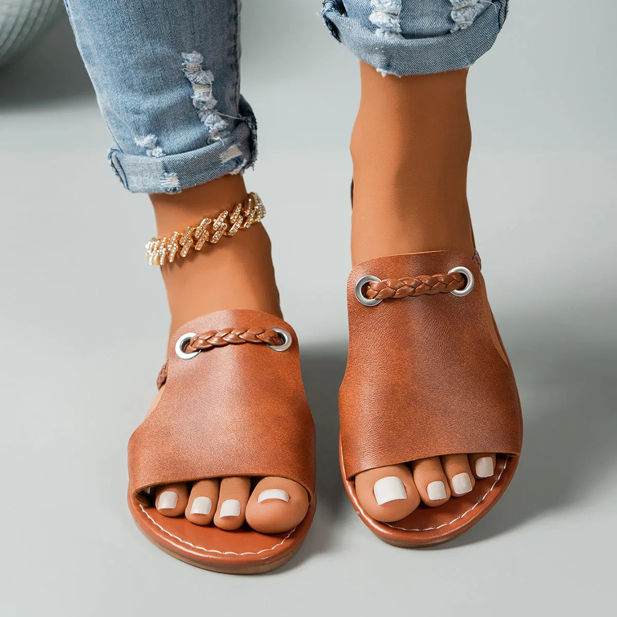 Capri Braided Strap Slip-On Sandals Artisio