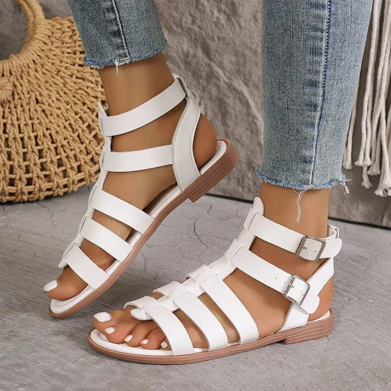 Aurelia Buckled Flat Sandals Artisio