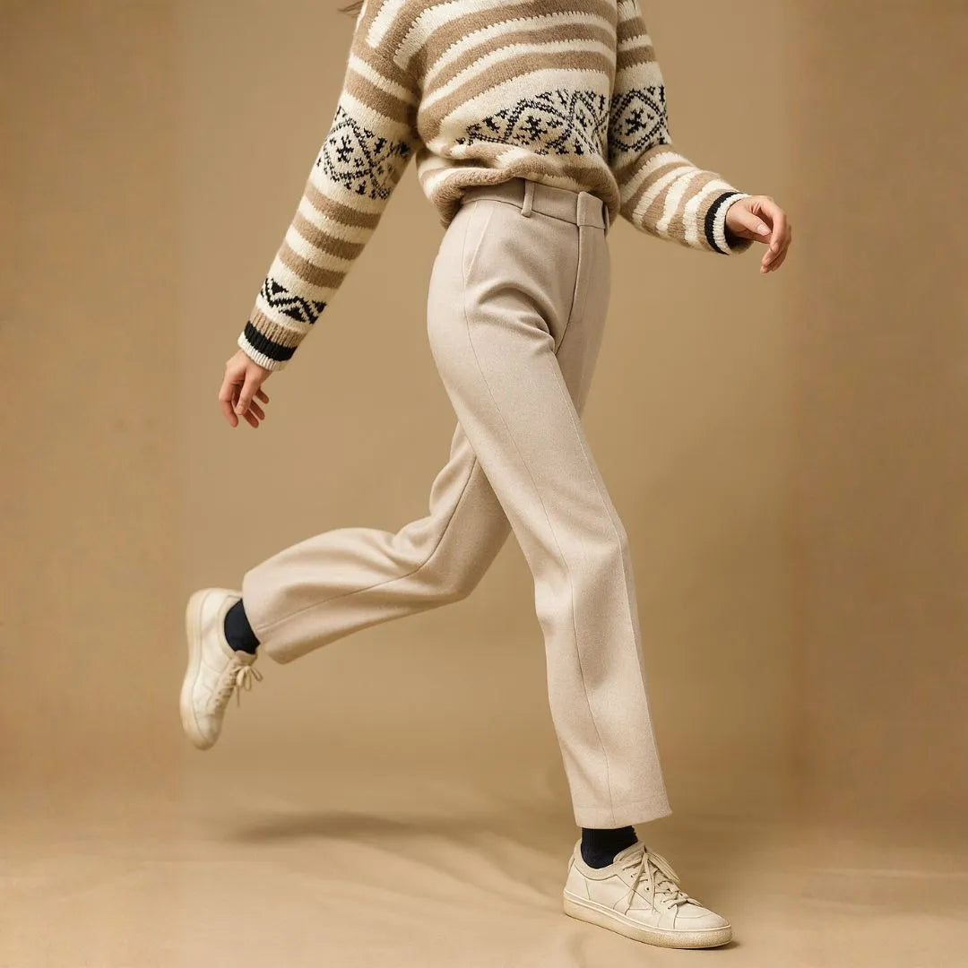 Women’s High-Waist Wool Straight-Leg Trousers Artisio