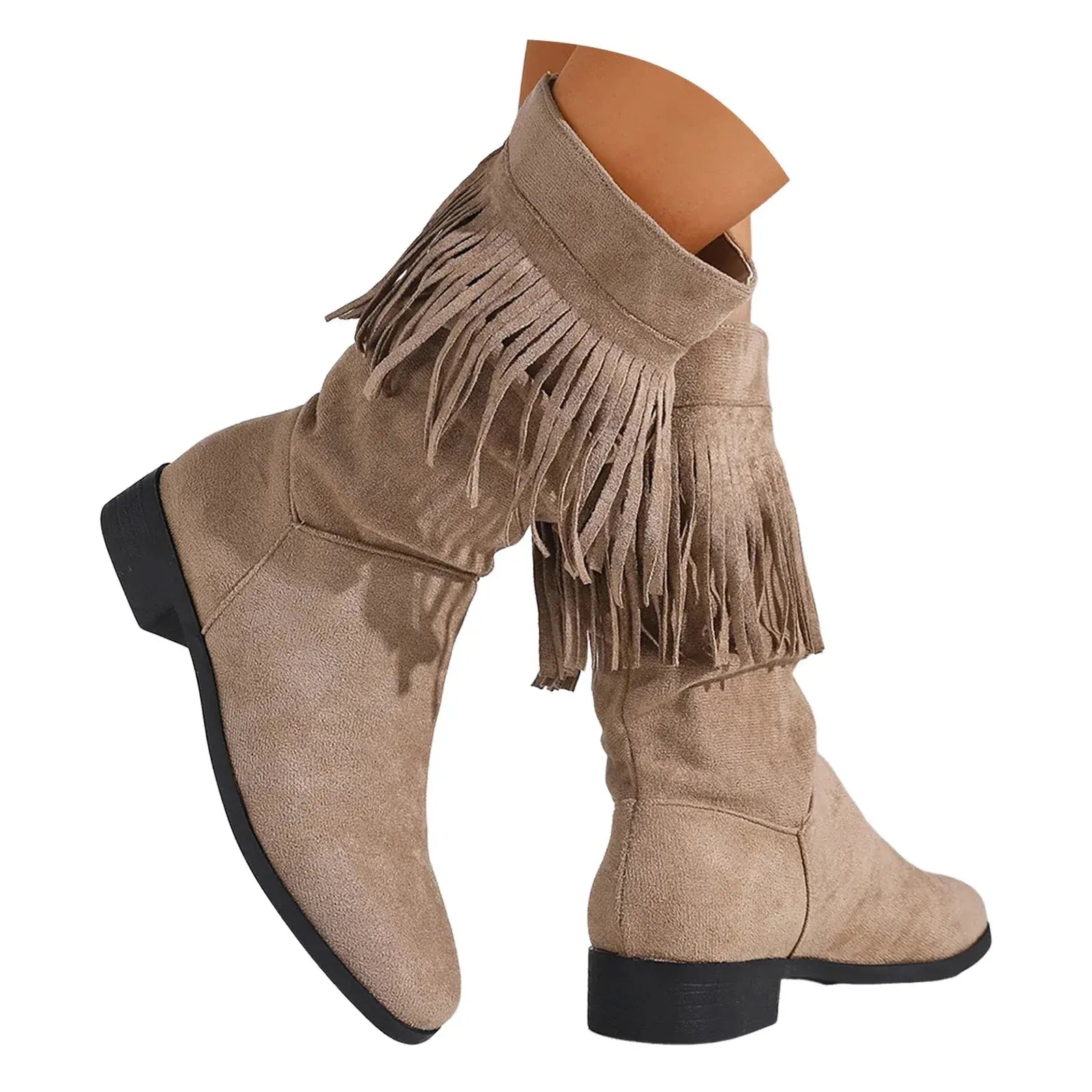 Women’s Mid-Calf Suede Fringe Boots Artisio