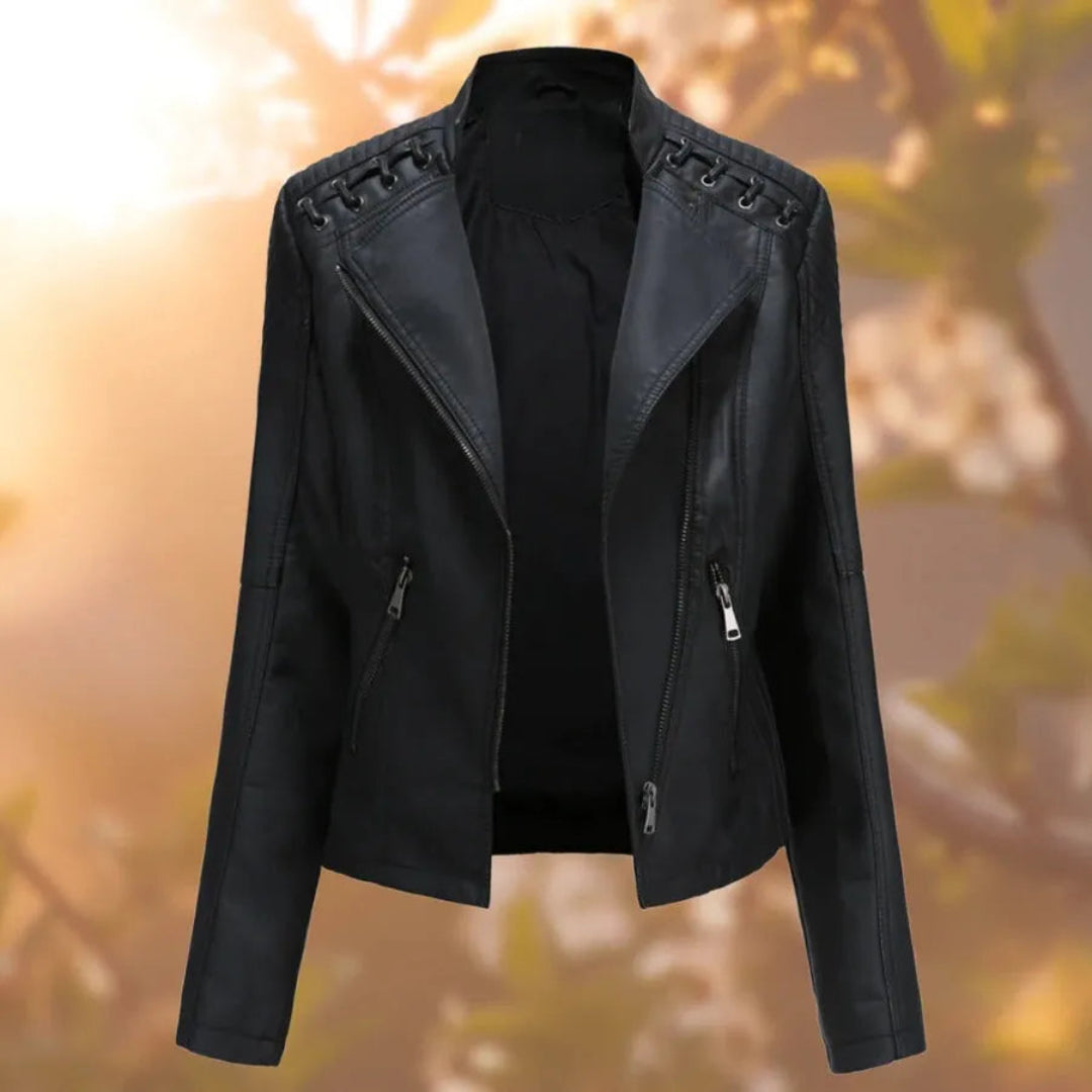 Yasmin Stitch-Up Shoulder Faux Leather Jacket Artisio