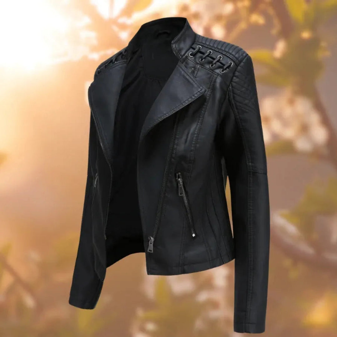 Yasmin Stitch-Up Shoulder Faux Leather Jacket Artisio