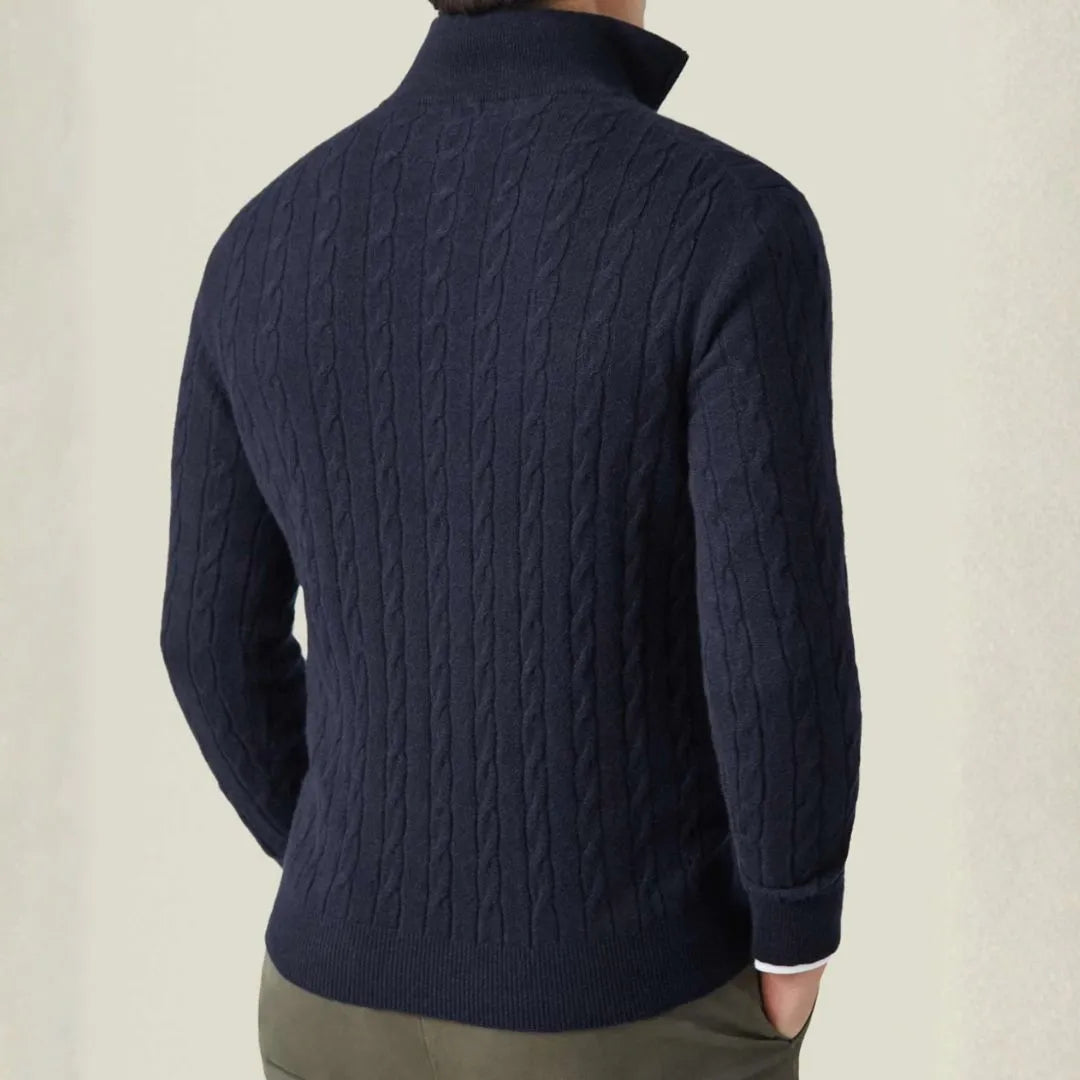 York Cable-Knit Quarter Zip Sweater Artisio