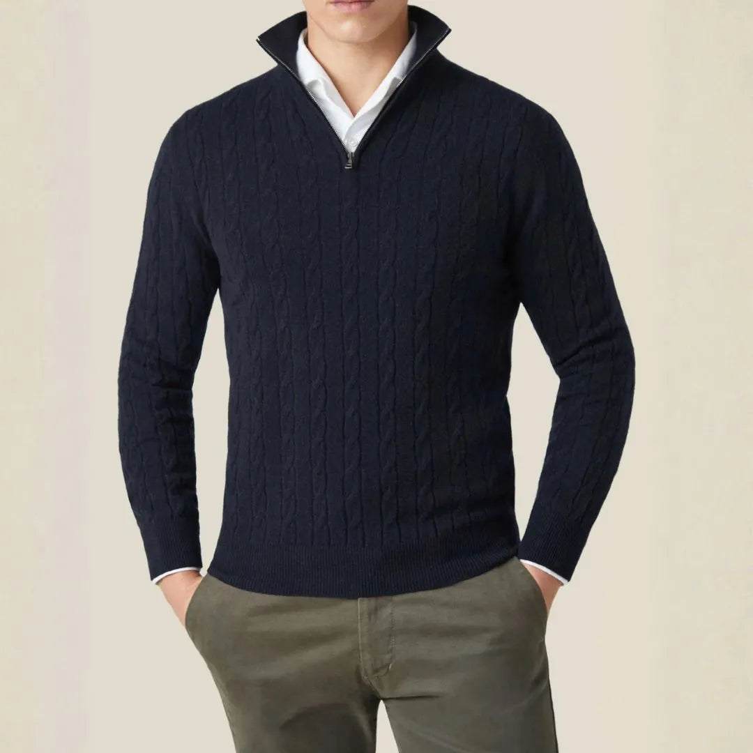 York Cable-Knit Quarter Zip Sweater Artisio