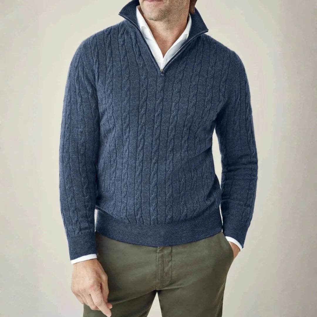 York Cable-Knit Quarter Zip Sweater Artisio