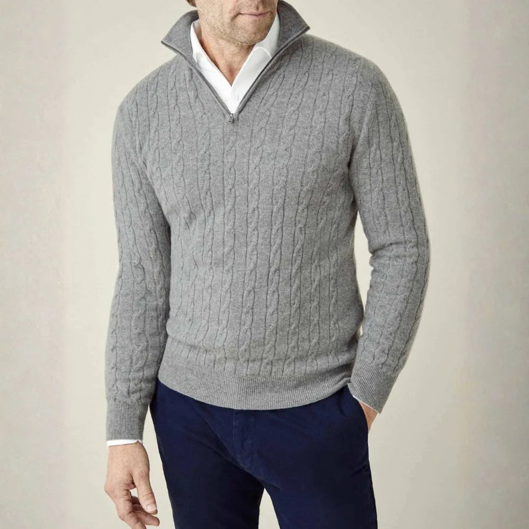 York Cable-Knit Quarter Zip Sweater Artisio