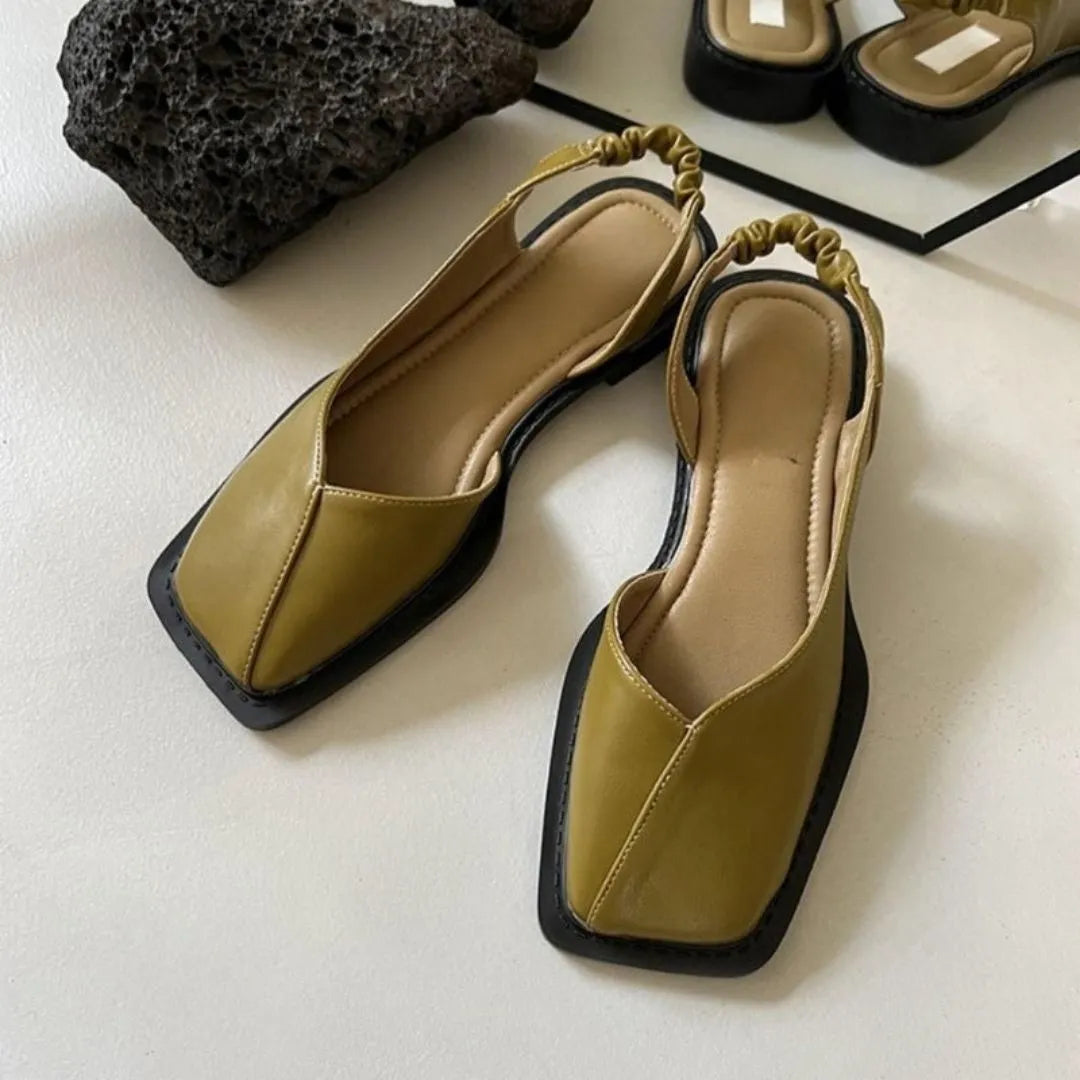 Zara Square-Toe Slingback Flats Artisio