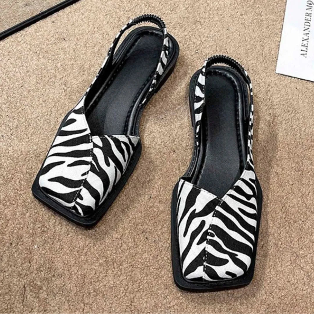 Zara Square-Toe Slingback Flats Artisio