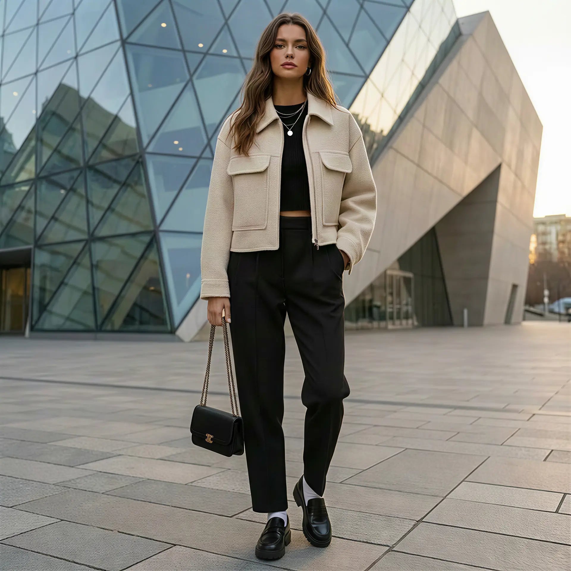 Ayla Cropped Zip-Up Wool Jacket Artisio