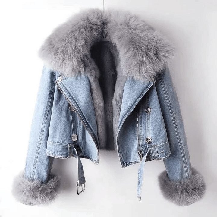 Mona Urban Elegance Denim & Fur Jacket