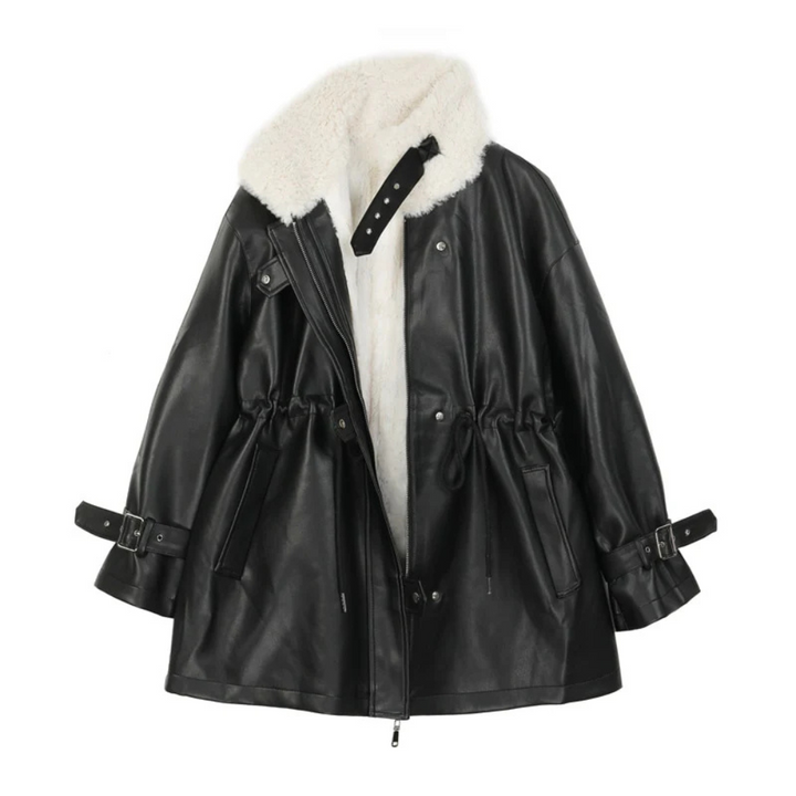 Jill Lambswool Trim Leather Coat