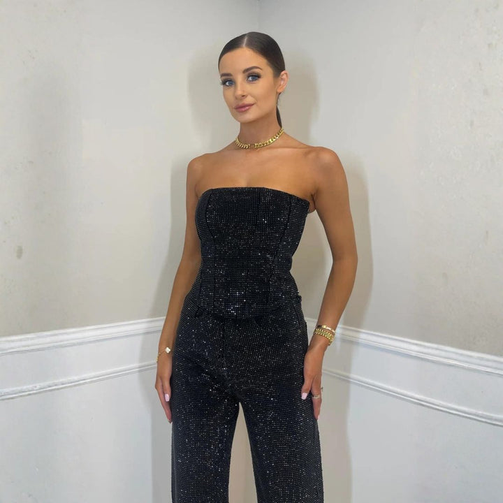 Glittering women's trouser set with high-waist jeans – Liora Artisio