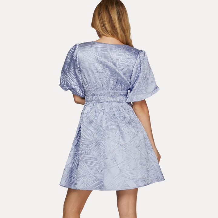 Sky Crinkle Sleeve Mini Dress Trendsi
