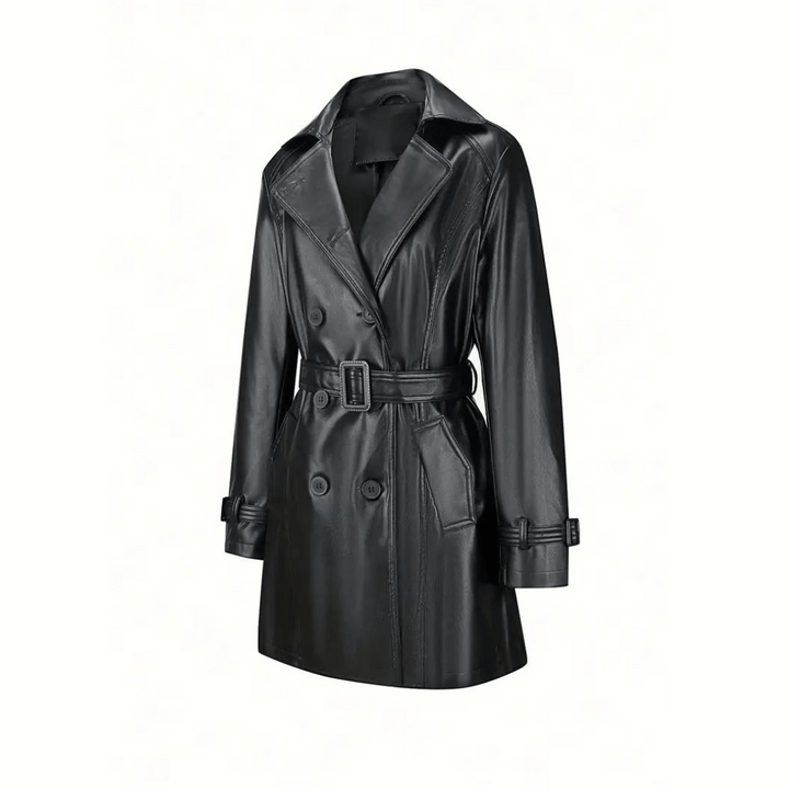 Valencia Noir Women's Leather Trench Coat