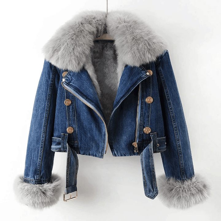 Mona Urban Elegance Denim & Fur Jacket