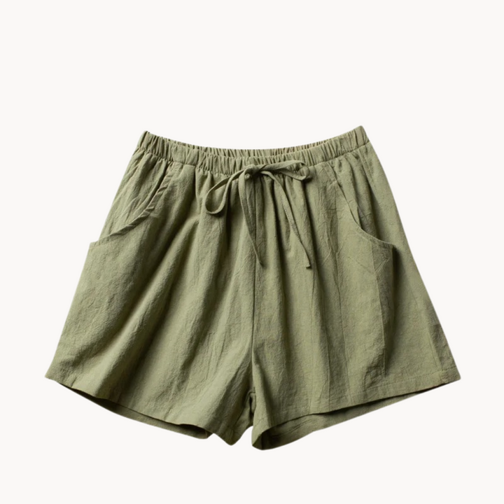 Elara Slant Pockets Linen Shorts