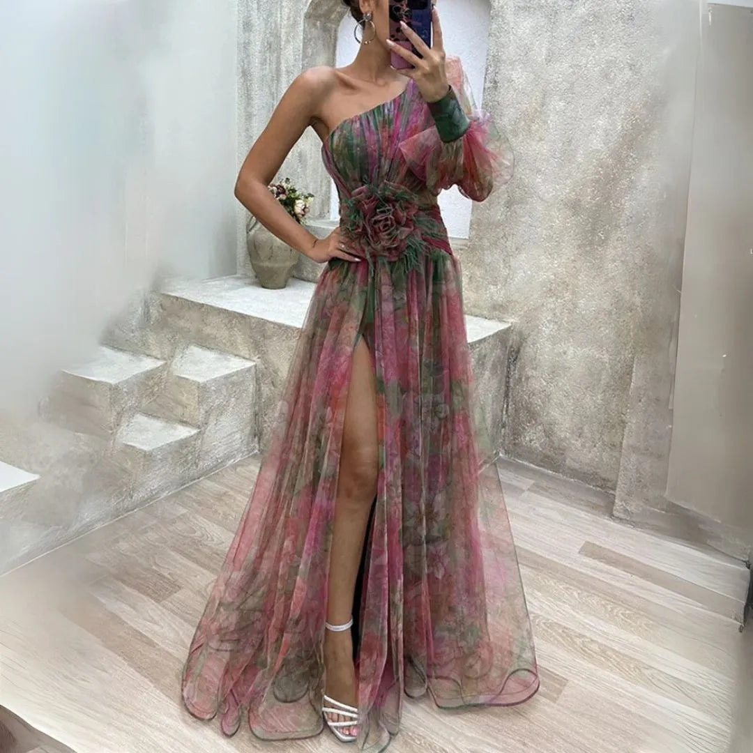 Isadora One Shoulder Split Maxi Dress