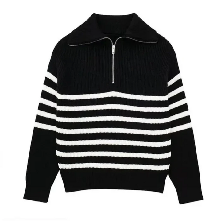 Nordic Zip Up Stripe Sweater