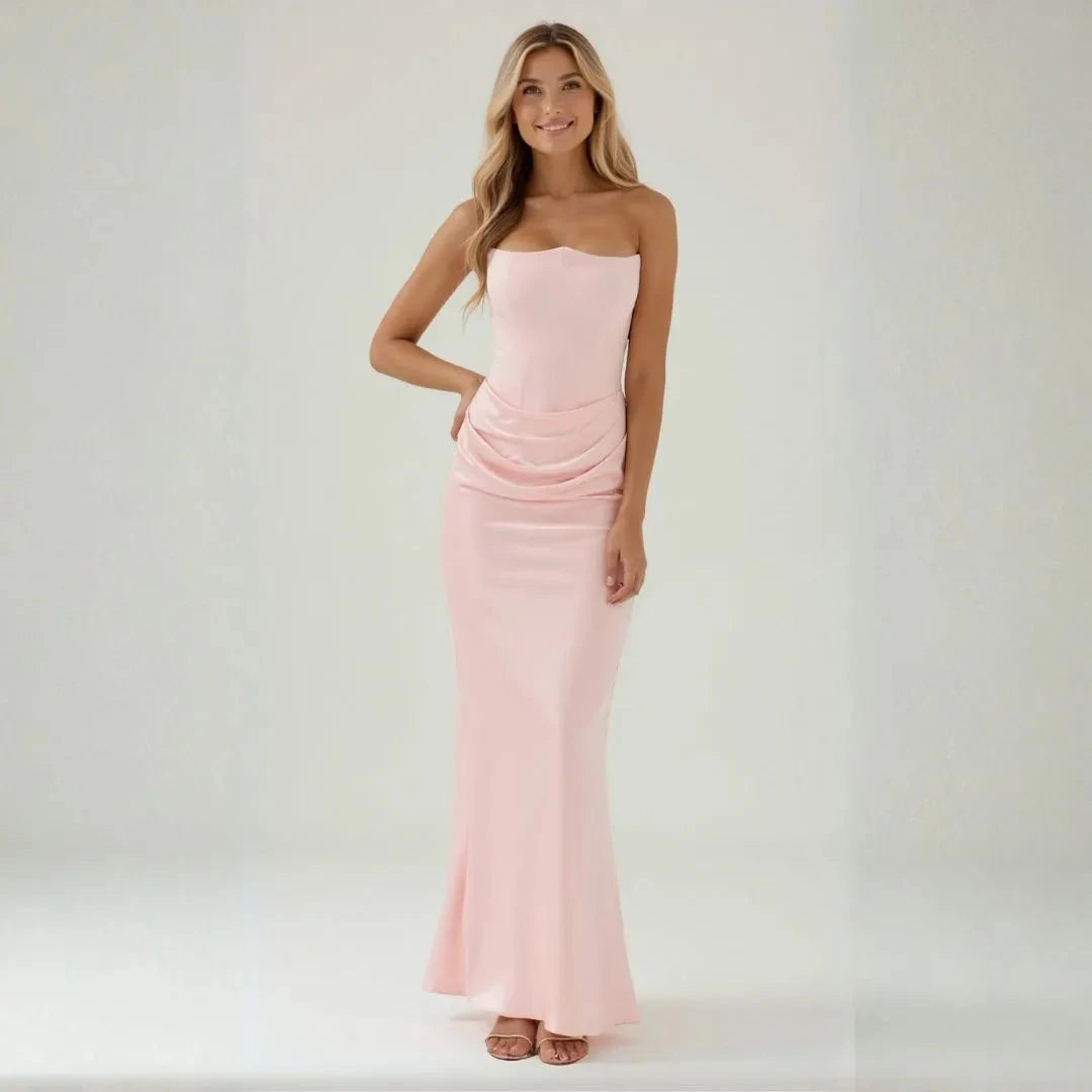 Addison Tube Satin Maxi Dress Artisio