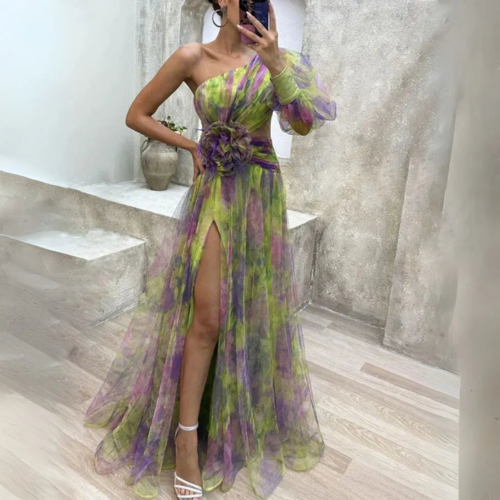 Isadora One Shoulder Split Maxi Dress