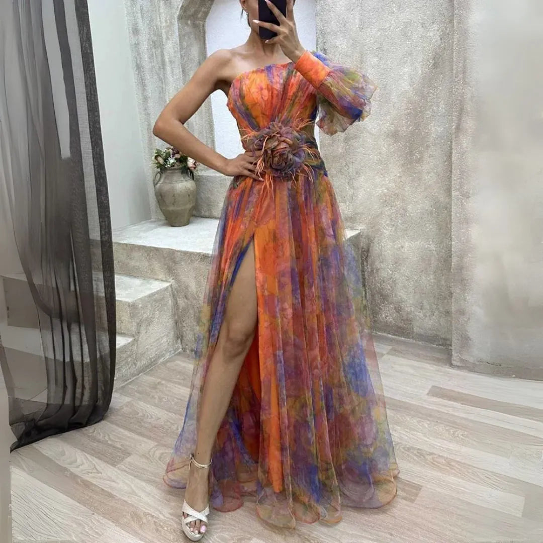 Isadora One Shoulder Split Maxi Dress
