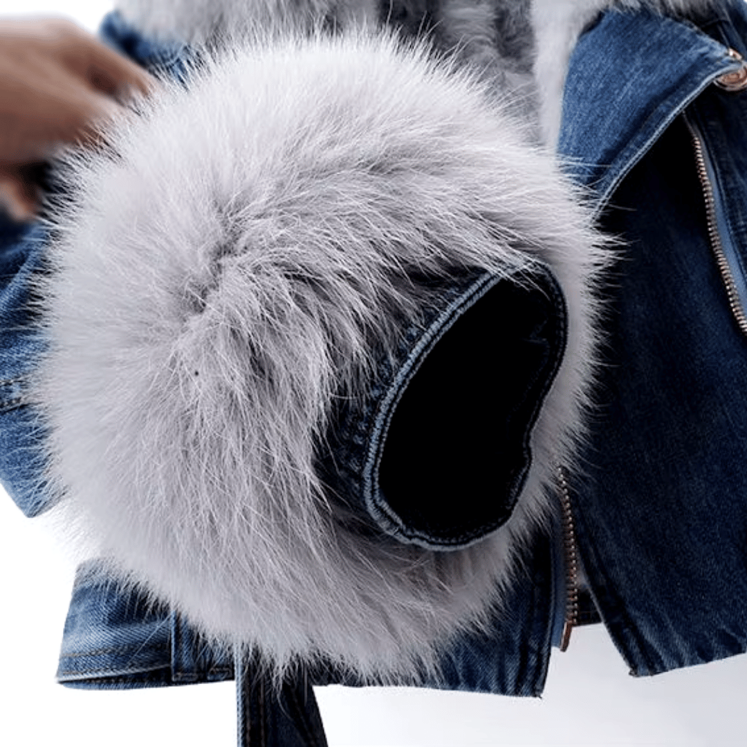 Mona Urban Elegance Denim & Fur Jacket