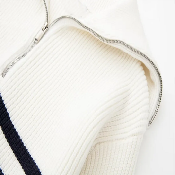 Nordic Zip Up Stripe Sweater