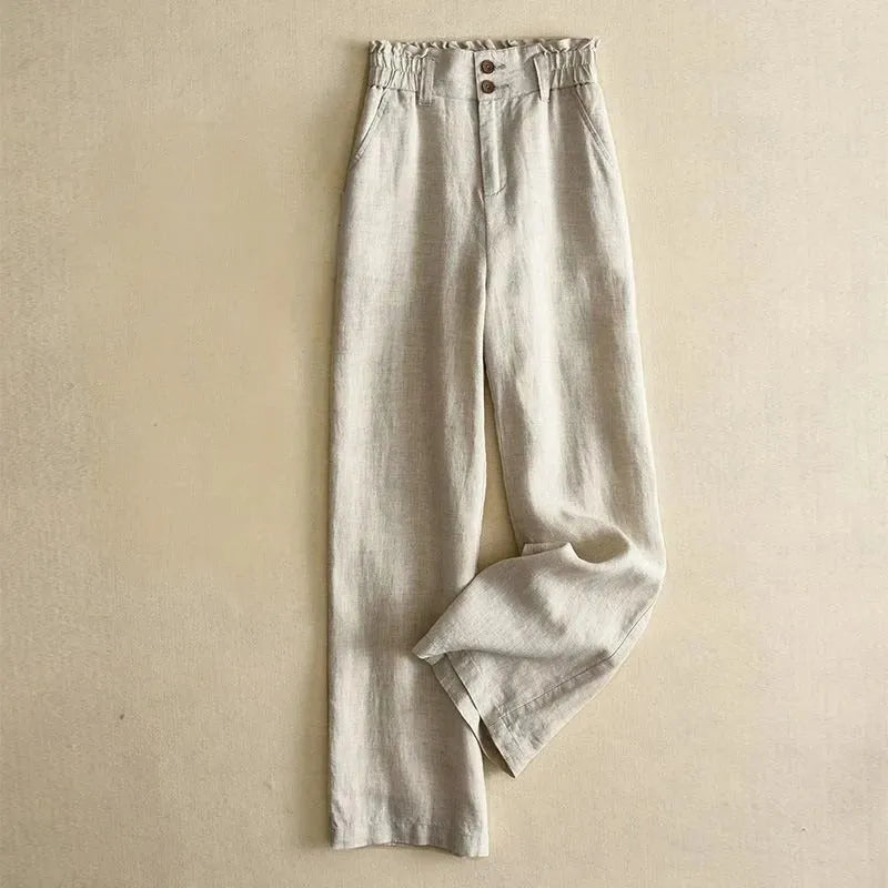 Anna Paperbag High-Waist Linen Trousers