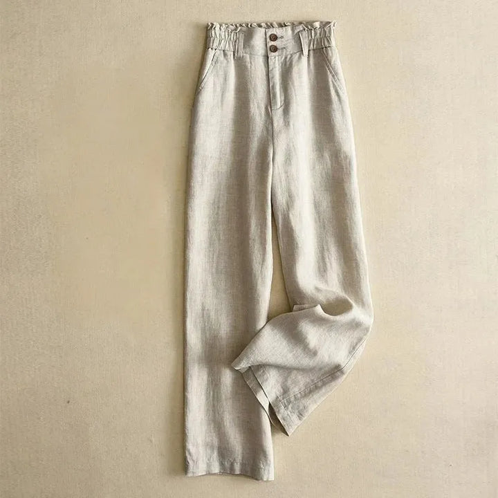 Anna Paperbag High-Waist Linen Trousers