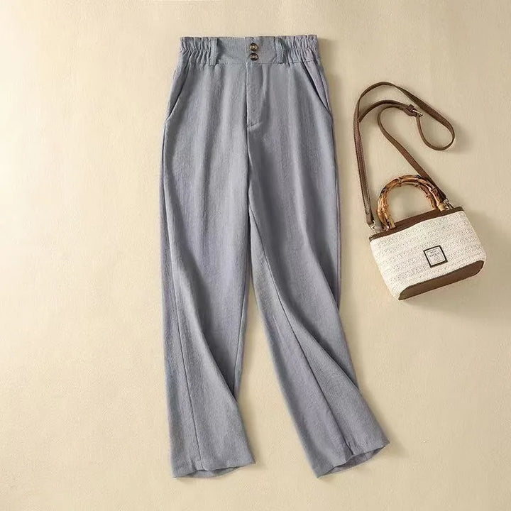 Anna Paperbag High-Waist Linen Trousers